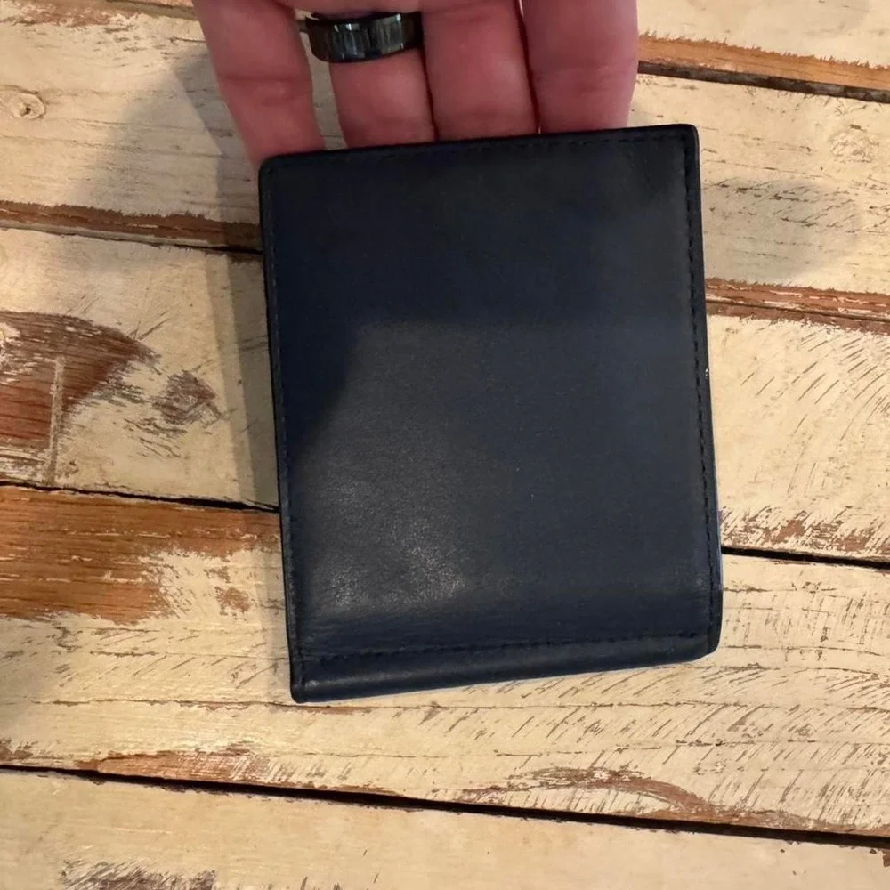 Michael Kors Odin Baltic Blue Leather Money Clip Bifold Wallet 39S7SOSF8L
